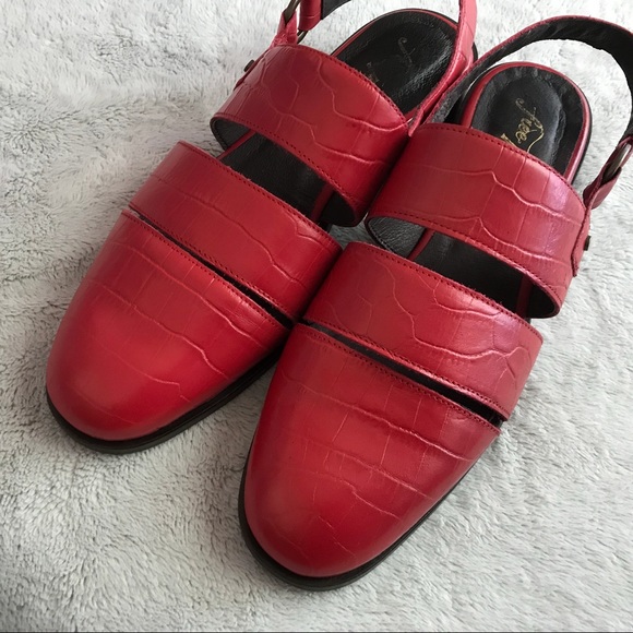 Free People Shoes - Free People Runaway Loafer Red Textured Leather